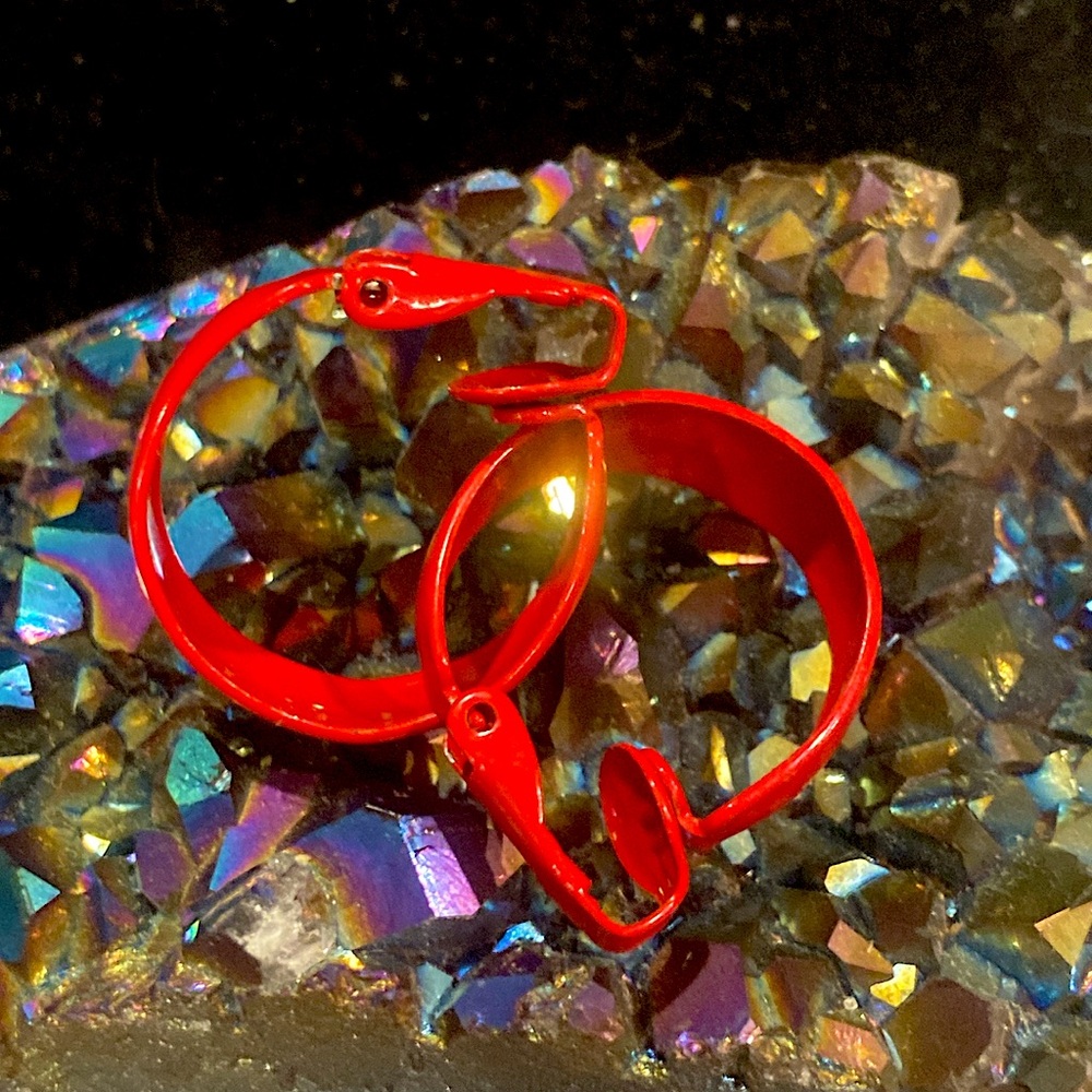 3/$10 Red Enameled Clio Back Hoop Earrings